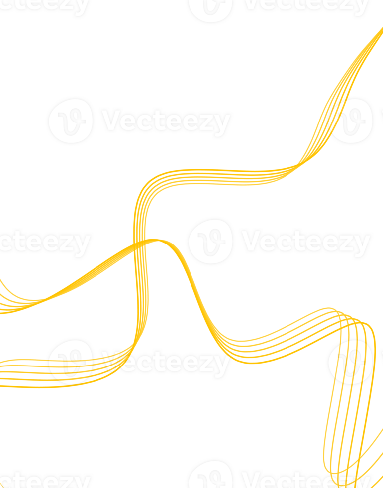 Golden line wave elements png