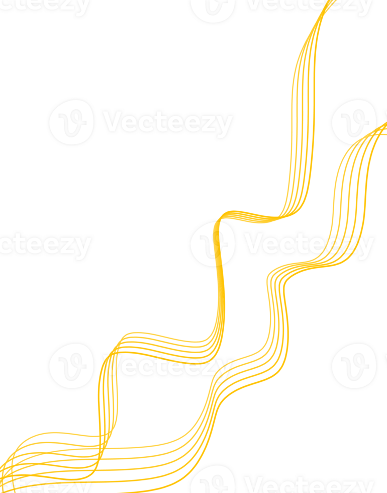 Golden yellow line wave design png