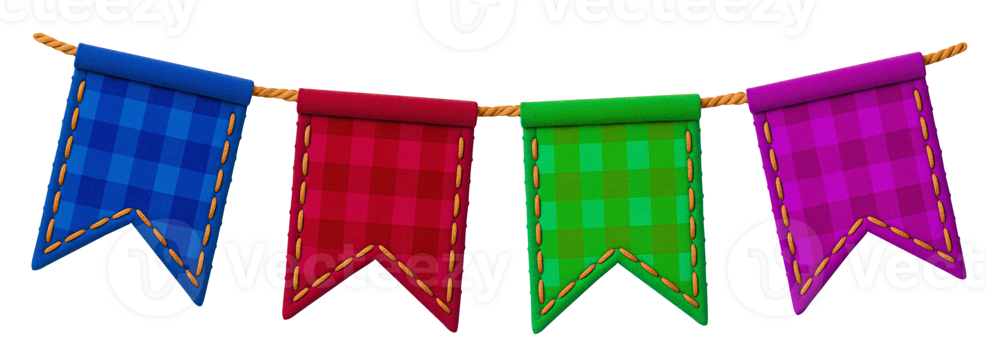 Stitched Checkered Fabric Banners for Festa Junina png