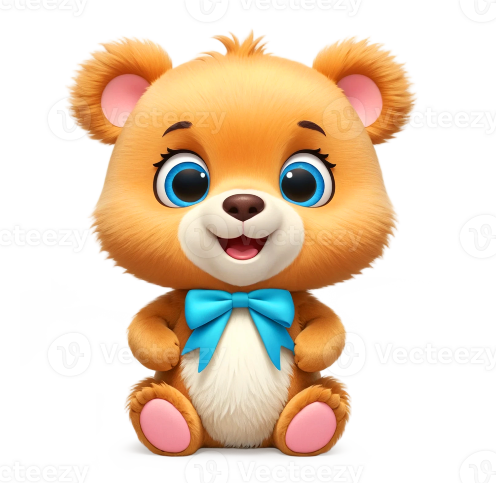 Cute bear. Plush toy. Artificial intelligence. Funny illustration. 3D character. Cartoon 3D. character png