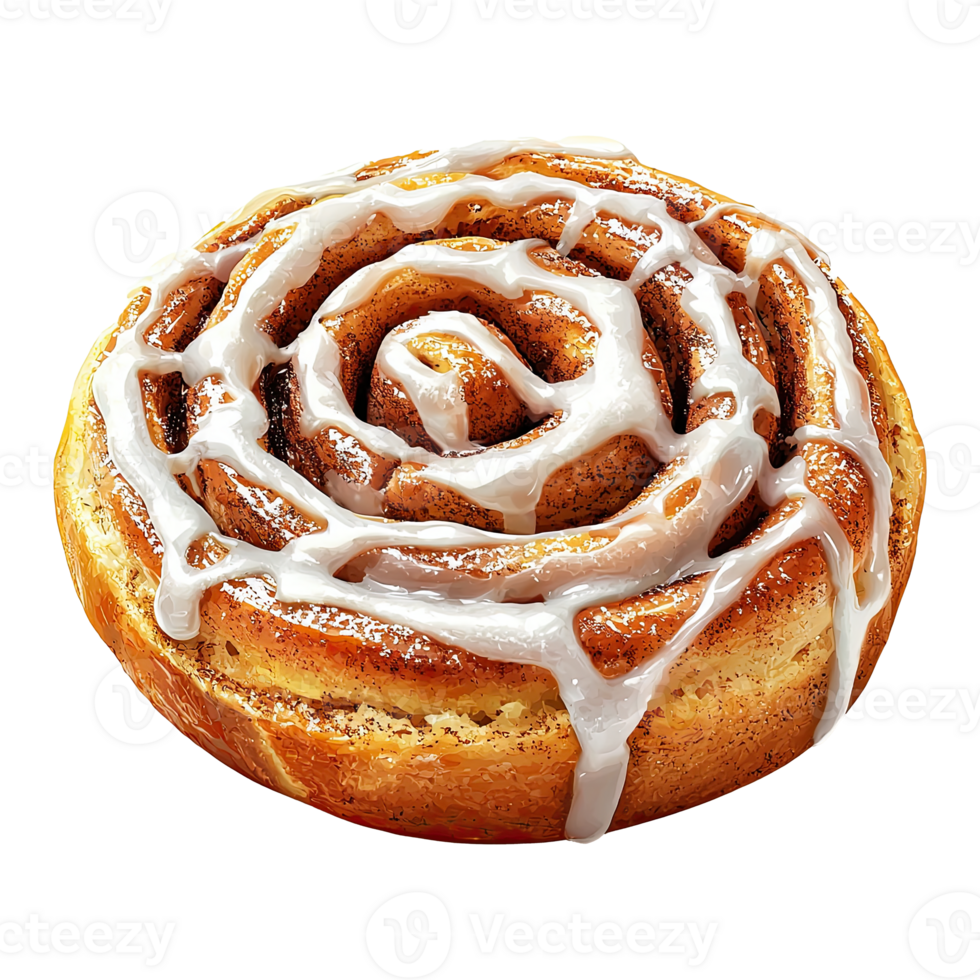Cinnamon Roll With Sweet Icing Glaze png
