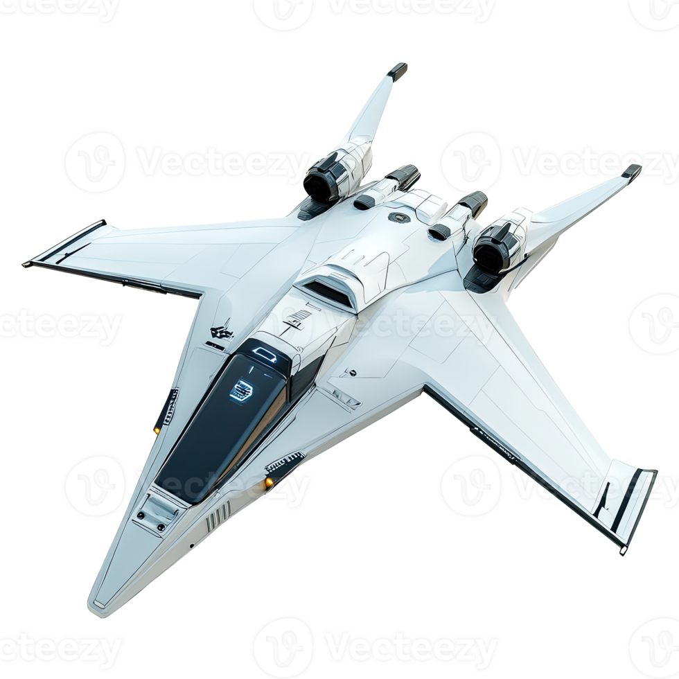 White Futuristic Sci-Fi Jet Aircraft png