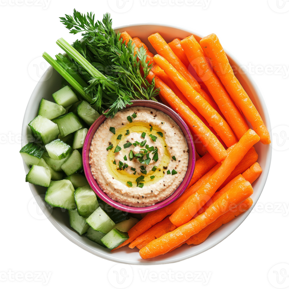 Fresh Vegetable Platter with Hummus png