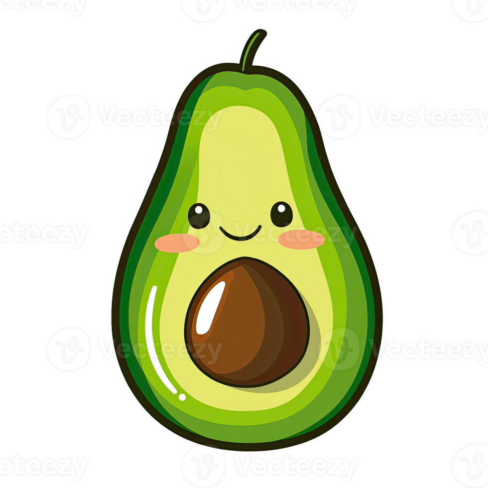 Happy Avocado With Face Expression png