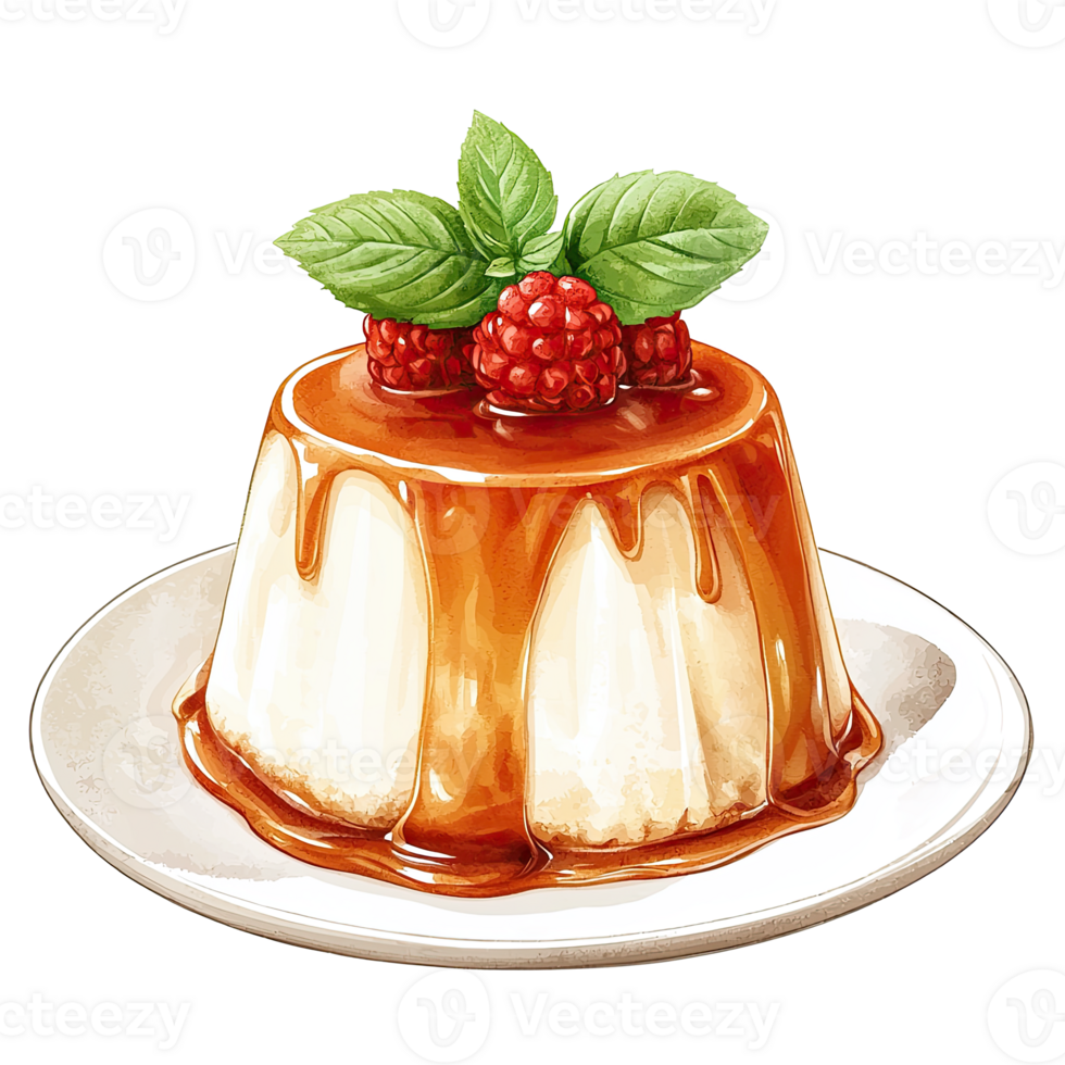 Panna Cotta Dessert With Berry Garnish png