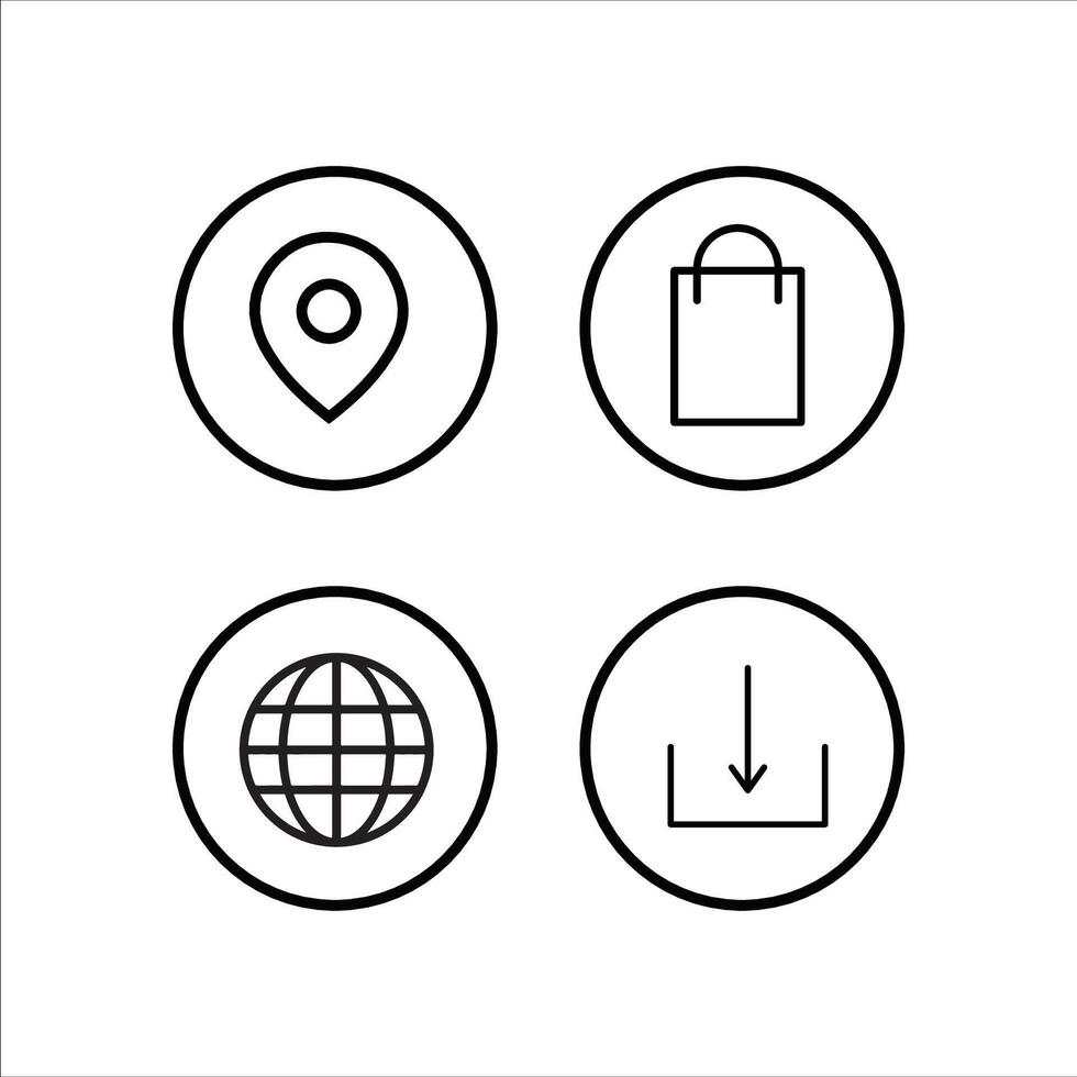 four icons of shopping, map, and globe vector