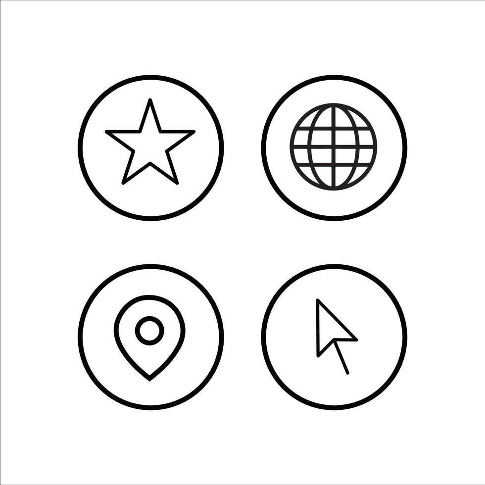 a set of four icons that include a globe, compass and arrow vector