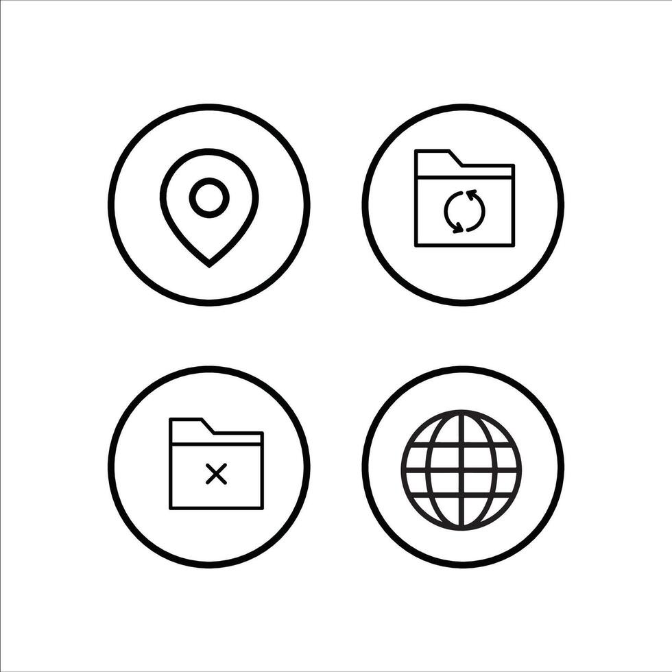 four icons of a globe, folder vector