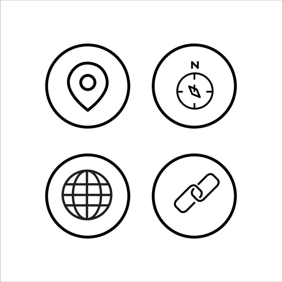 a set of four icons that include a globe, compass and map vector