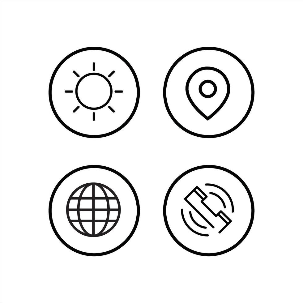 four icons of the globe, compass, sun and globe vector
