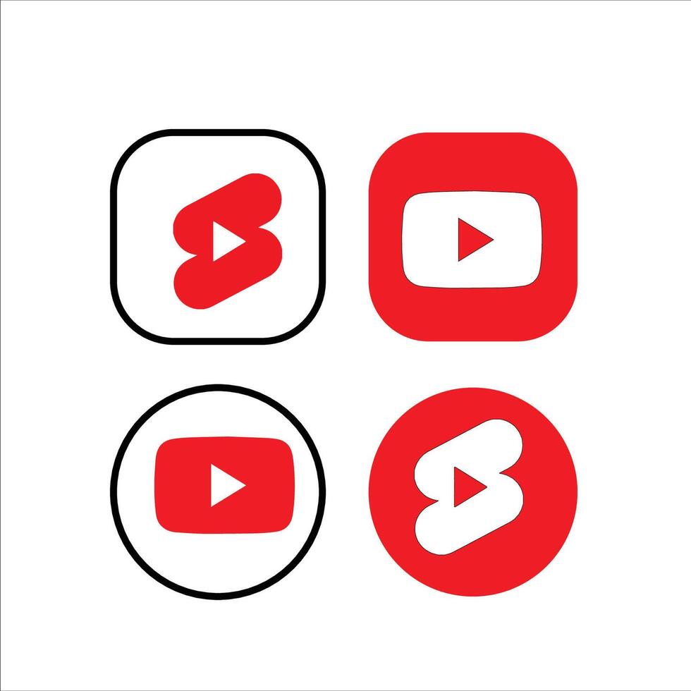 youtube logo icon set vector
