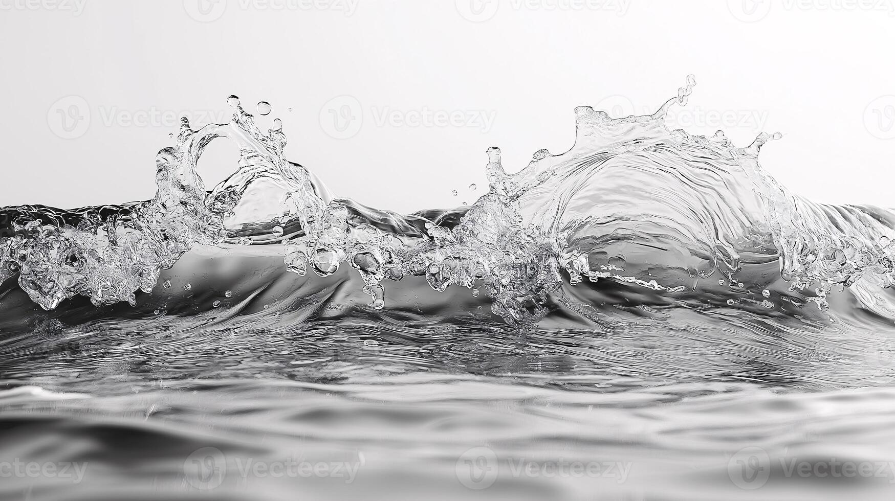 A wave crashing into the shore, with the water splashing up into the air photo