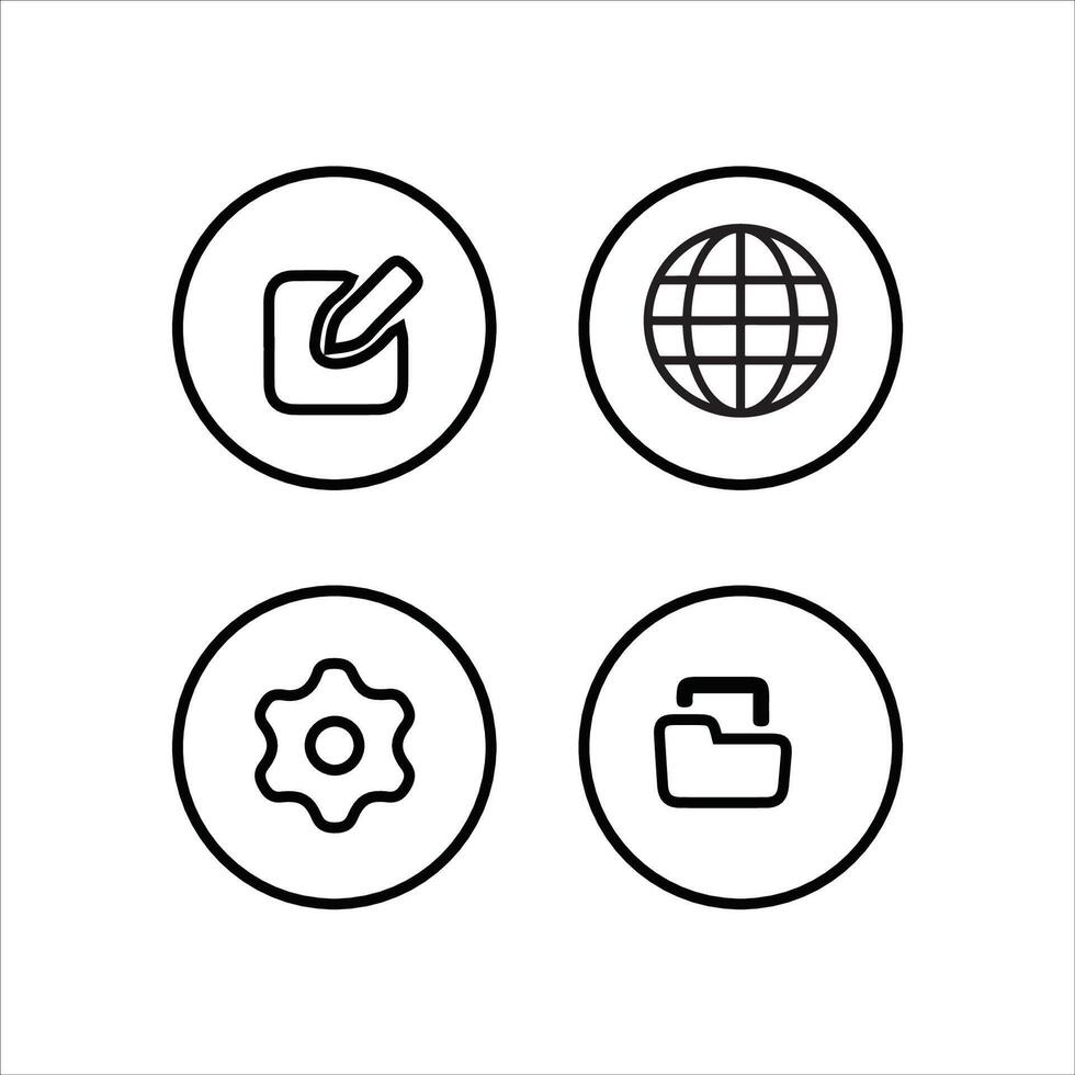four icons of a globe, and setting icon vector