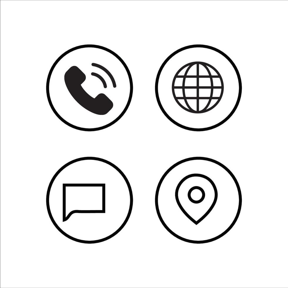 four icons of a phone, globe, and map an chat vector