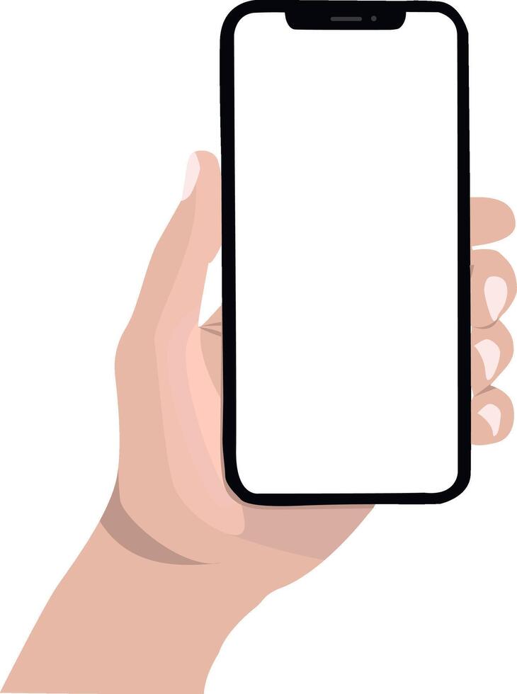 hand holding a smartphone with blank screen vector