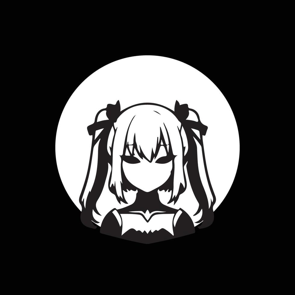 Cute Anime Profile Picture on white circle vector