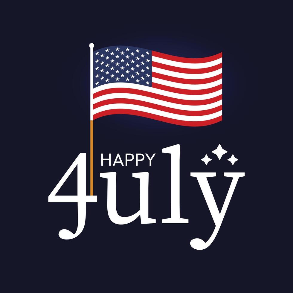 Happy 4th July Poster with an American Flag. vector