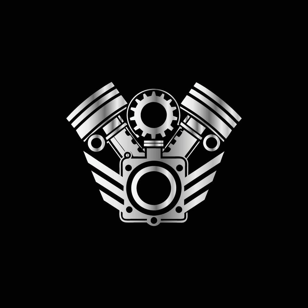 a motorcycle engine logo on a black background vector