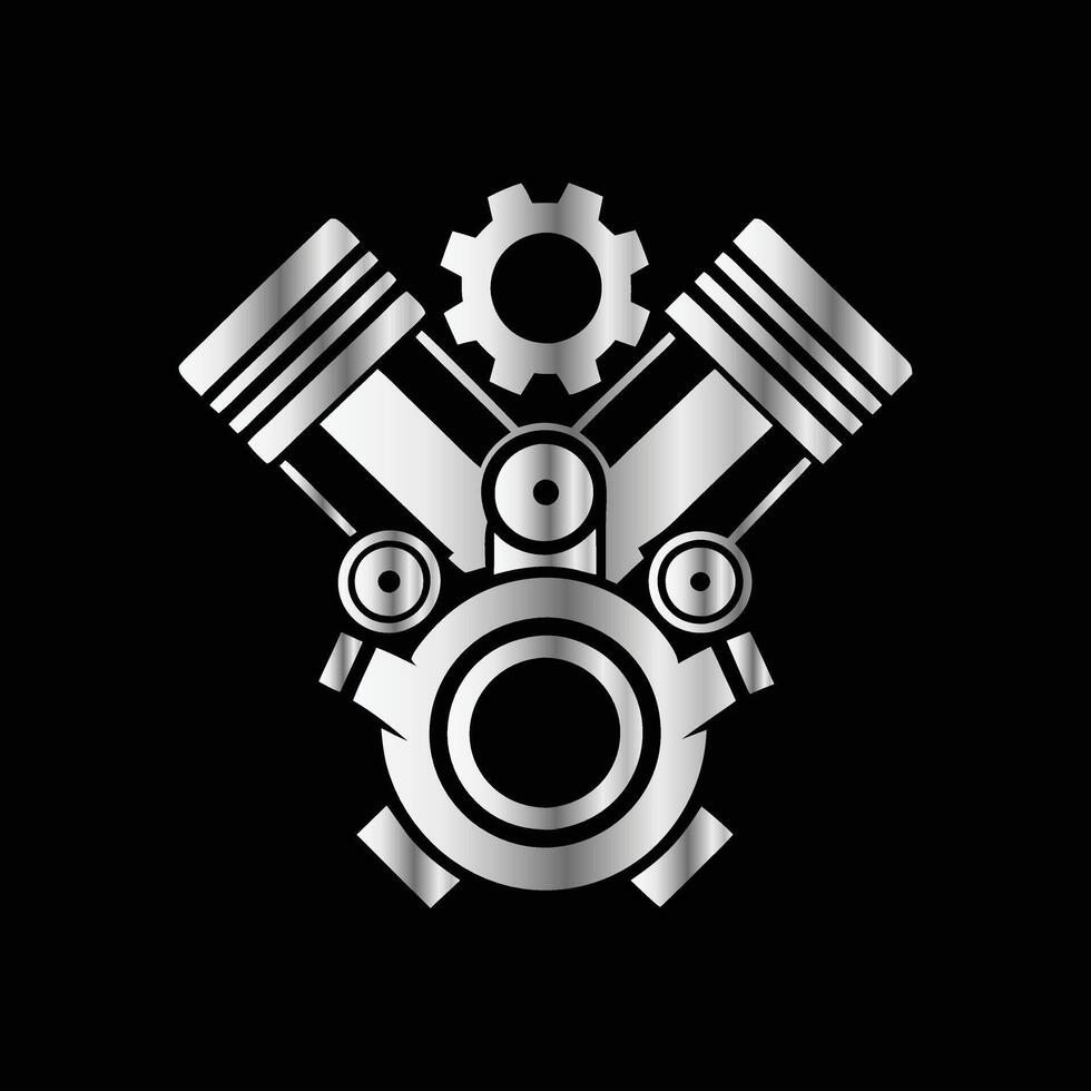 a black and white logo of a motorcycle engine. Gear and engine icon. vector