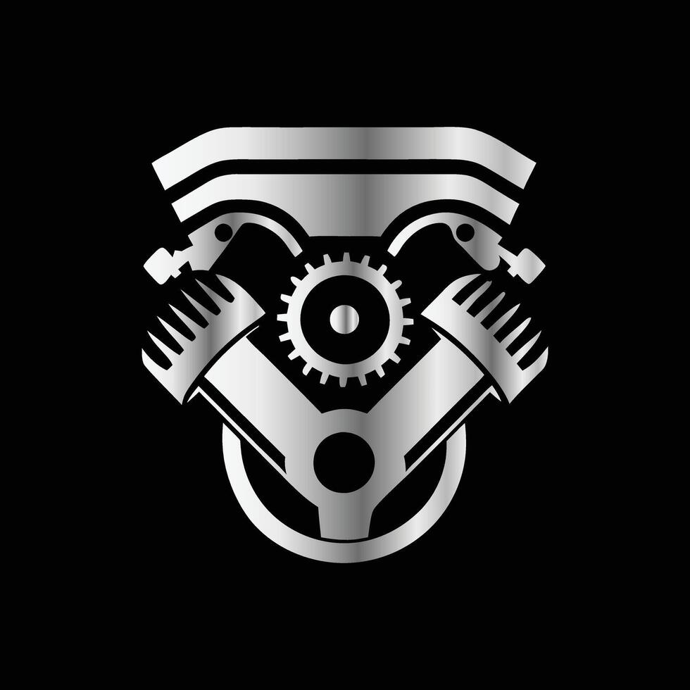 a black and white logo of a motorcycle engine . Gear and engine icon. vector