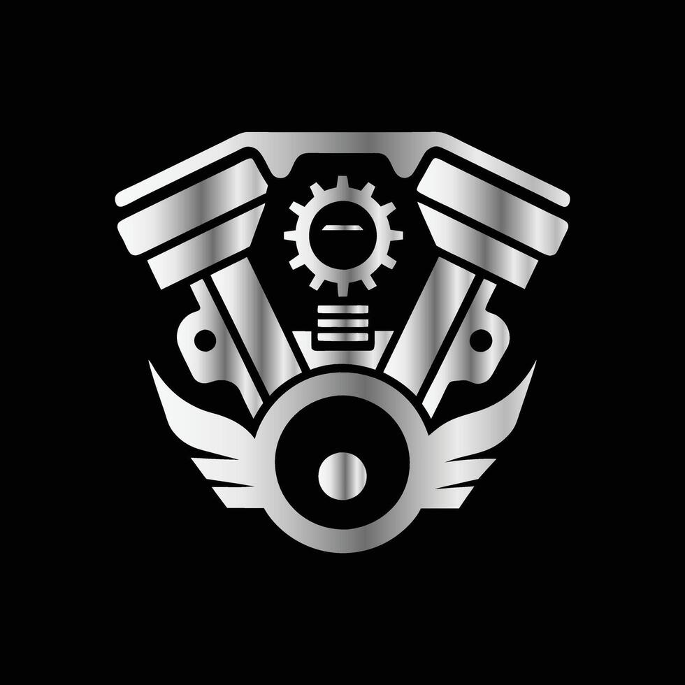 a motorcycle engine logo with a gear on it vector