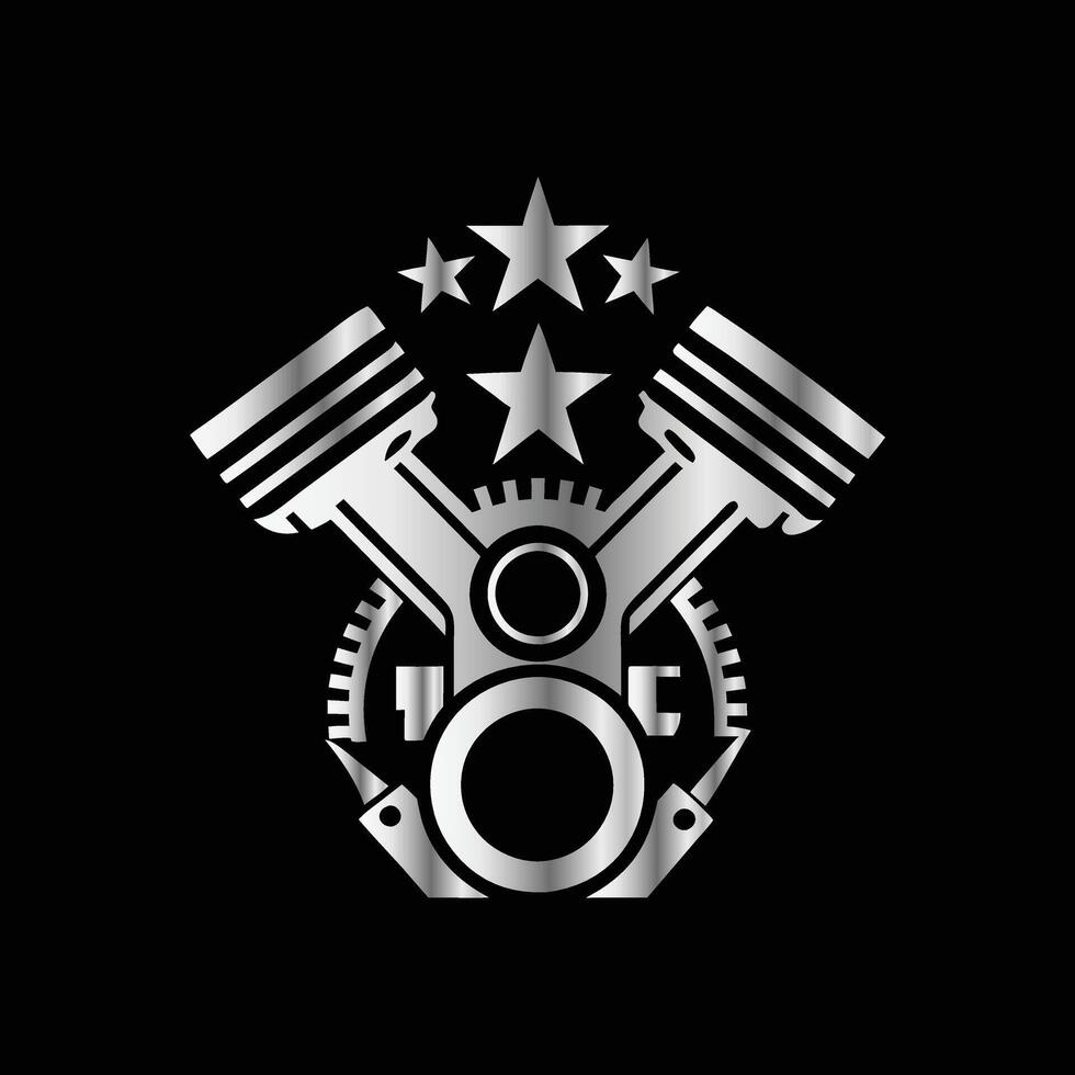 a motorcycle engine with stars on it vector