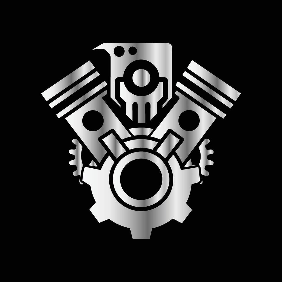 a black and white logo of a motorcycle engine vector