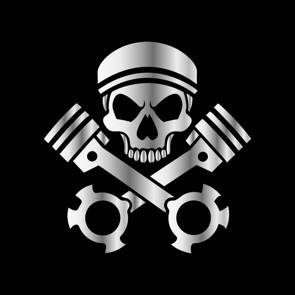 a skull and crossed wrenches on a black background vector