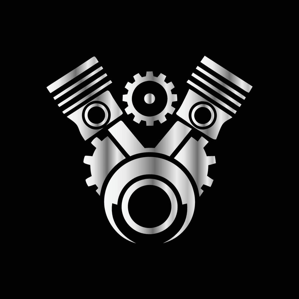 a black and white logo of a motorcycle engine. two engines vector