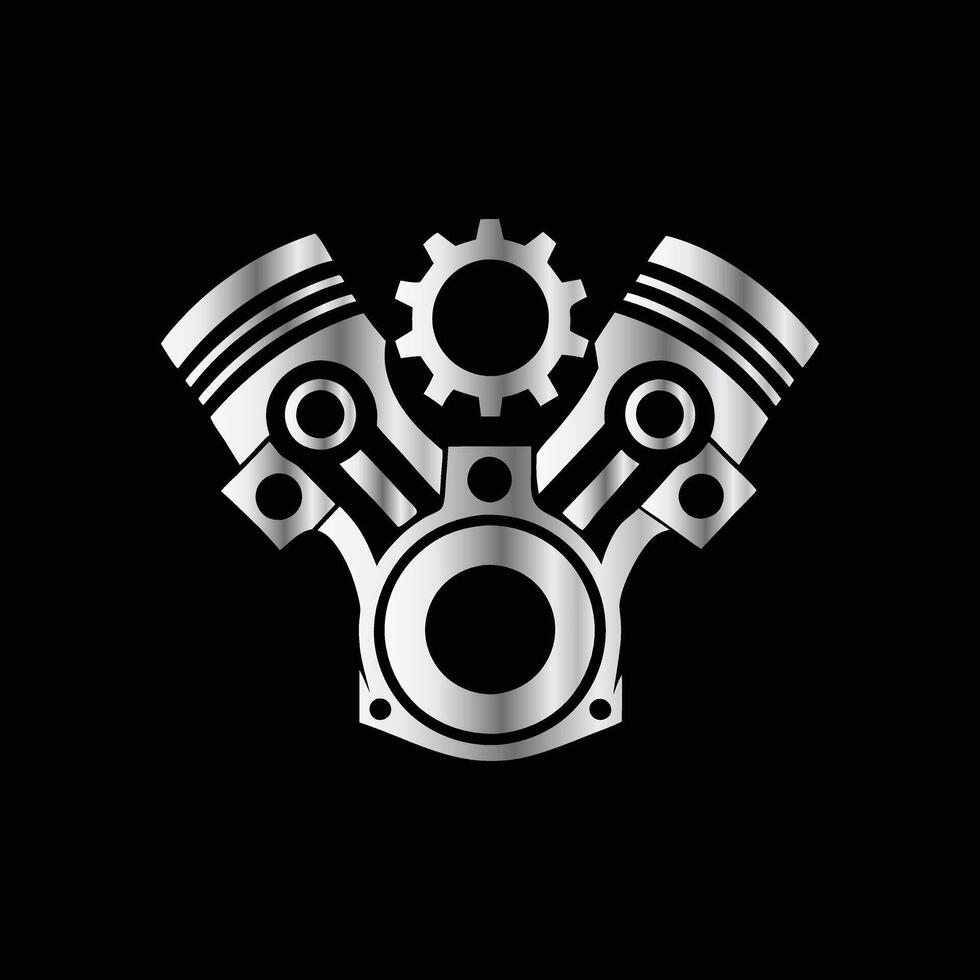 a black and white logo of a motorcycle engine. vector
