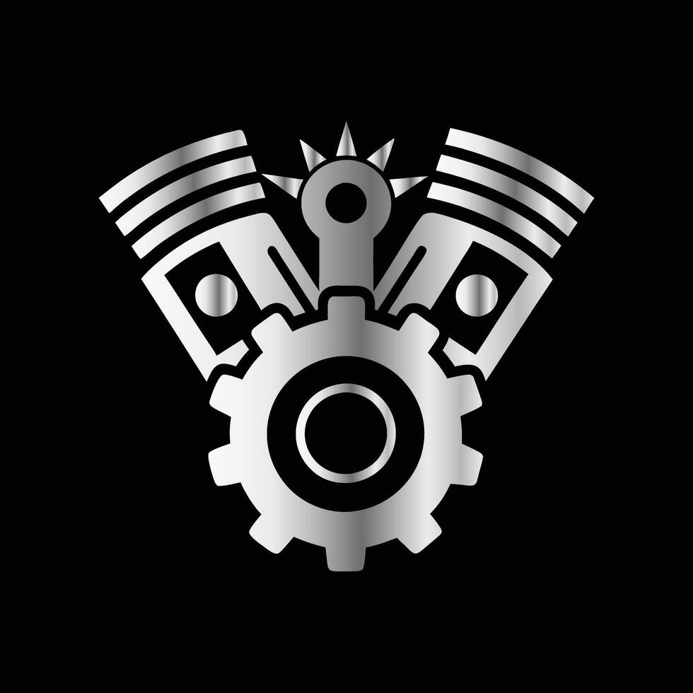 a black and white logo of a motorcycle engine. Auto Repair Service Icon Logo Design Template. vector