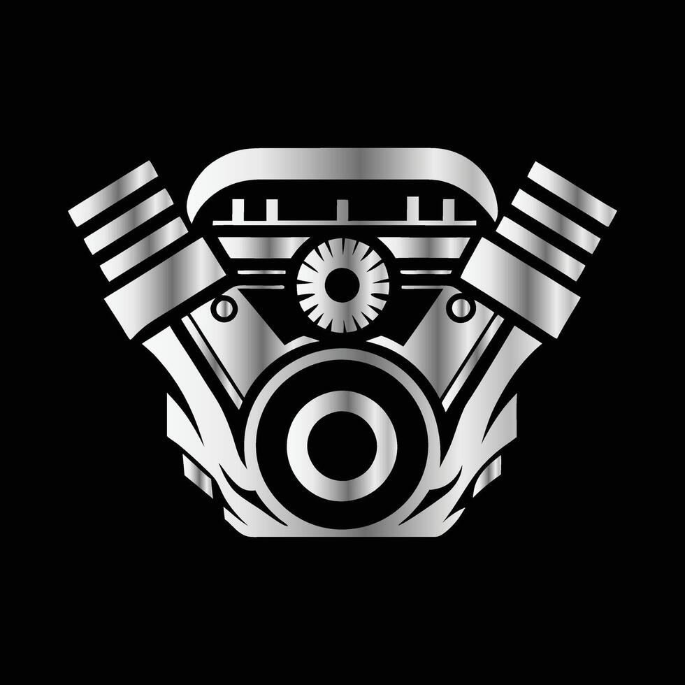 a black and white logo of a car engine vector