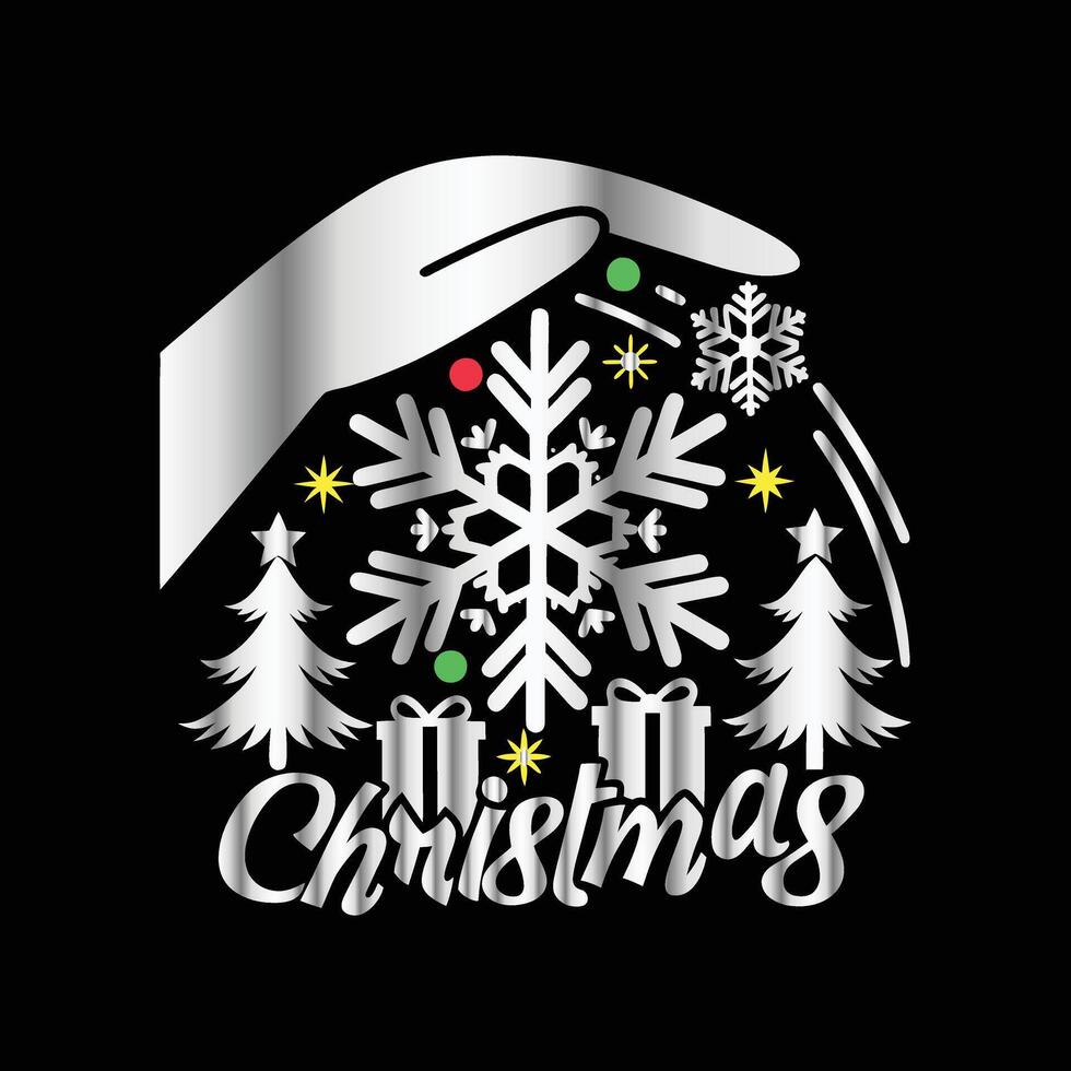 christmas greeting with snowflakes and trees vector