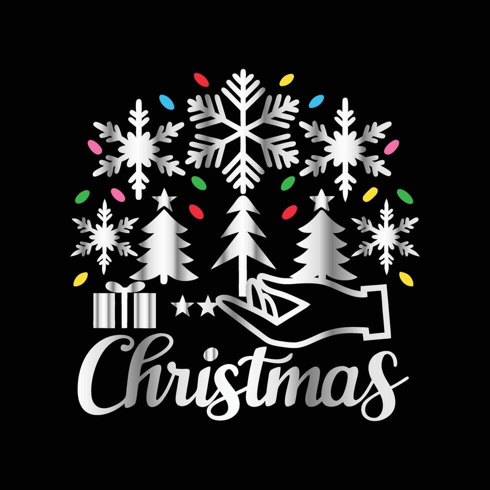christmas greeting card with snowflakes and trees vector