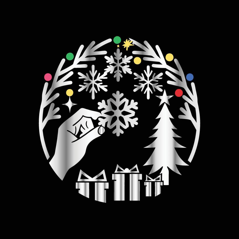 a black and white image of a hand holding a snowflake vector