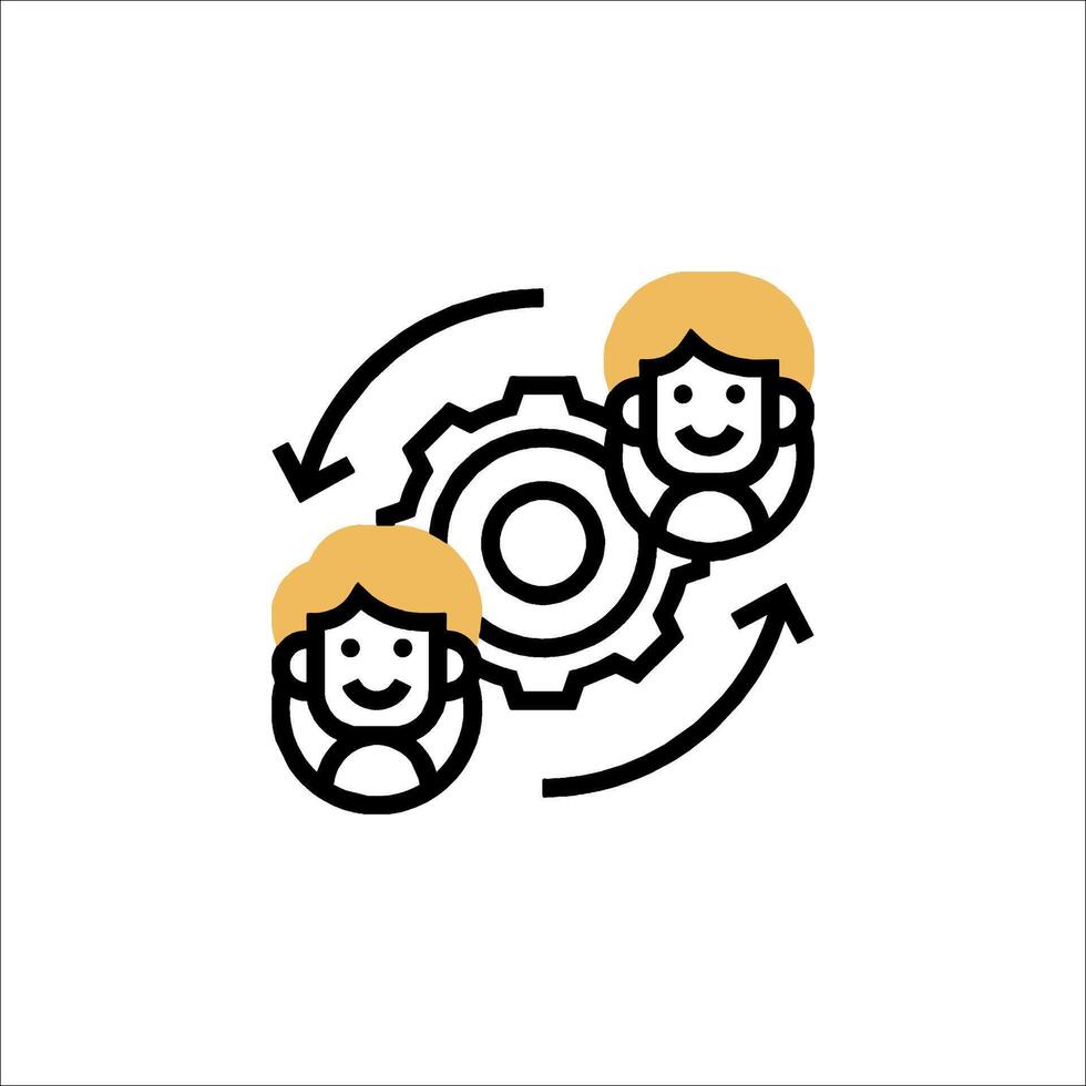 A couple of people are in a gear wheel vector