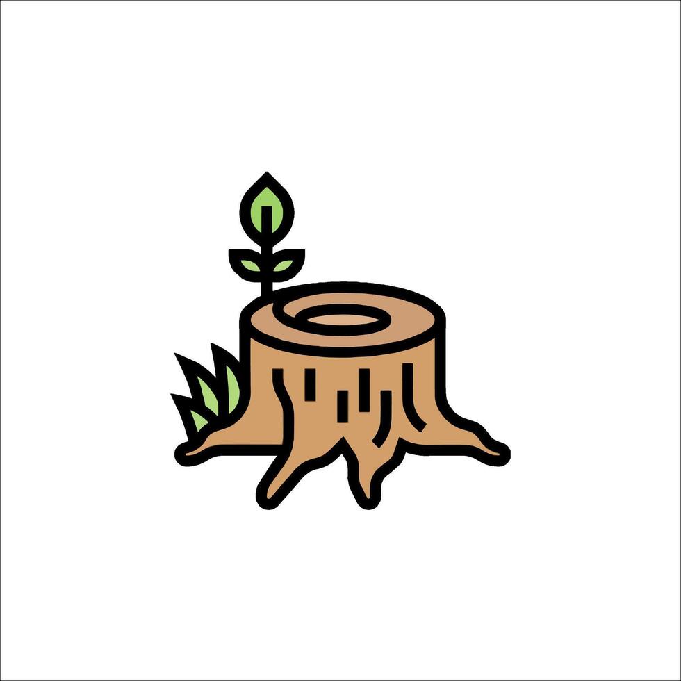Tree stump icon with plant illustration vector