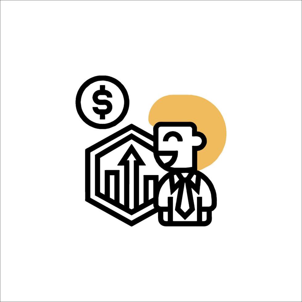 A man with a dollar sign and a business logo vector