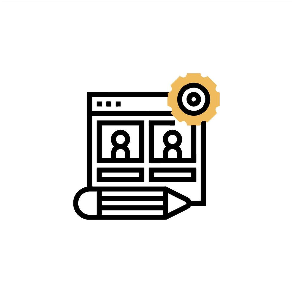 A pencil and a computer icon on a white background vector