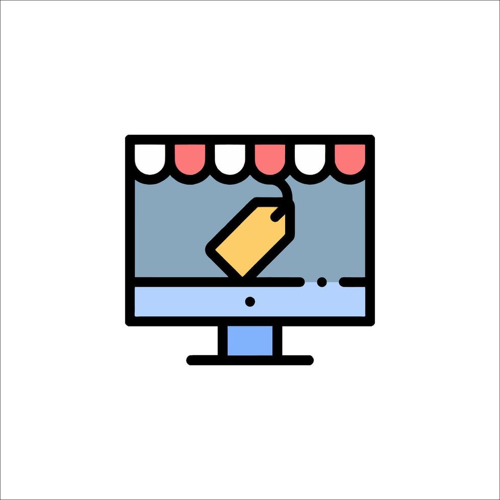 A computer monitor with a yellow tag on it vector