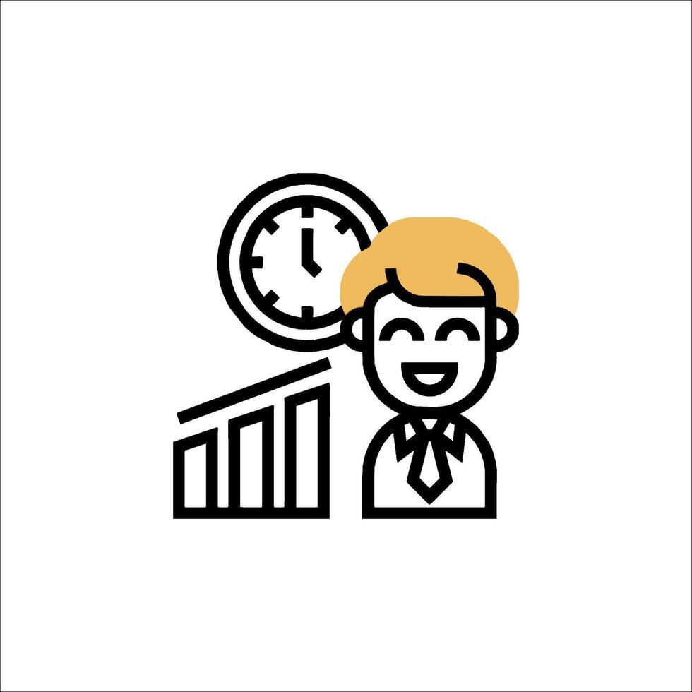 Businessman with clock and graph icon vector