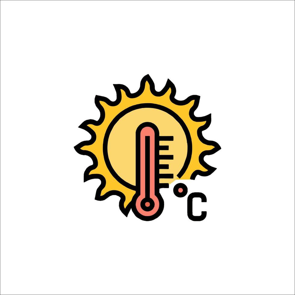 The sun and thermometer icon vector