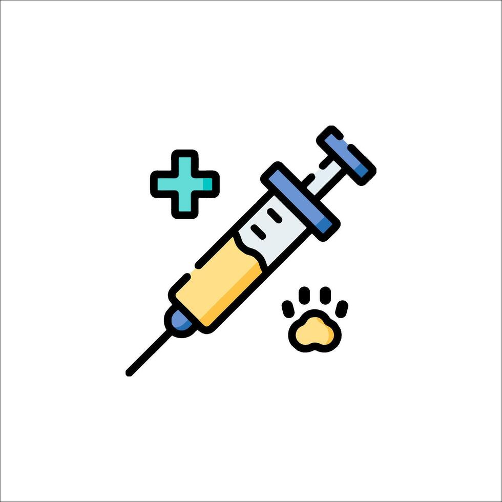 A syringe and a dog paw with a needle vector