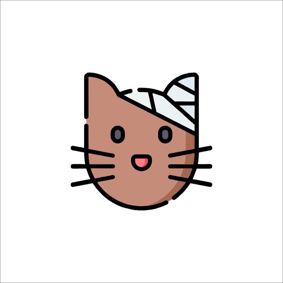 A cat with bandages on its face vector