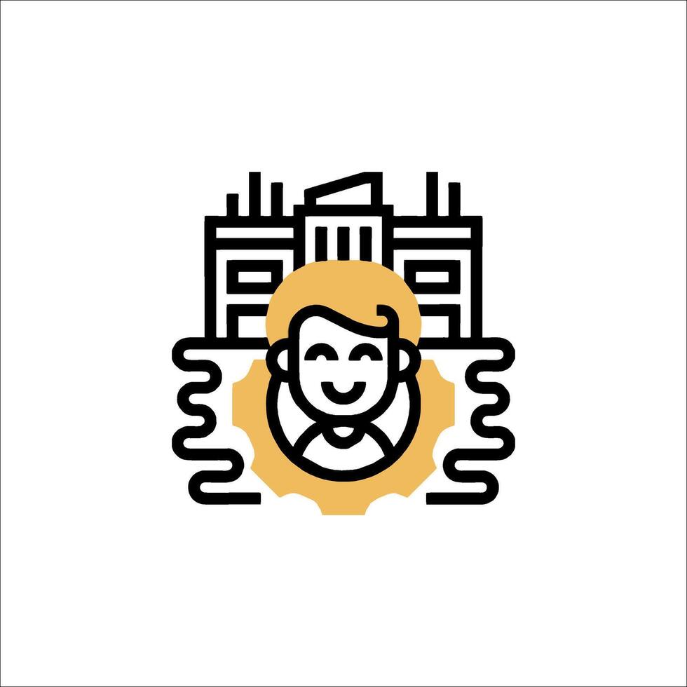 A man is standing in front of a building vector