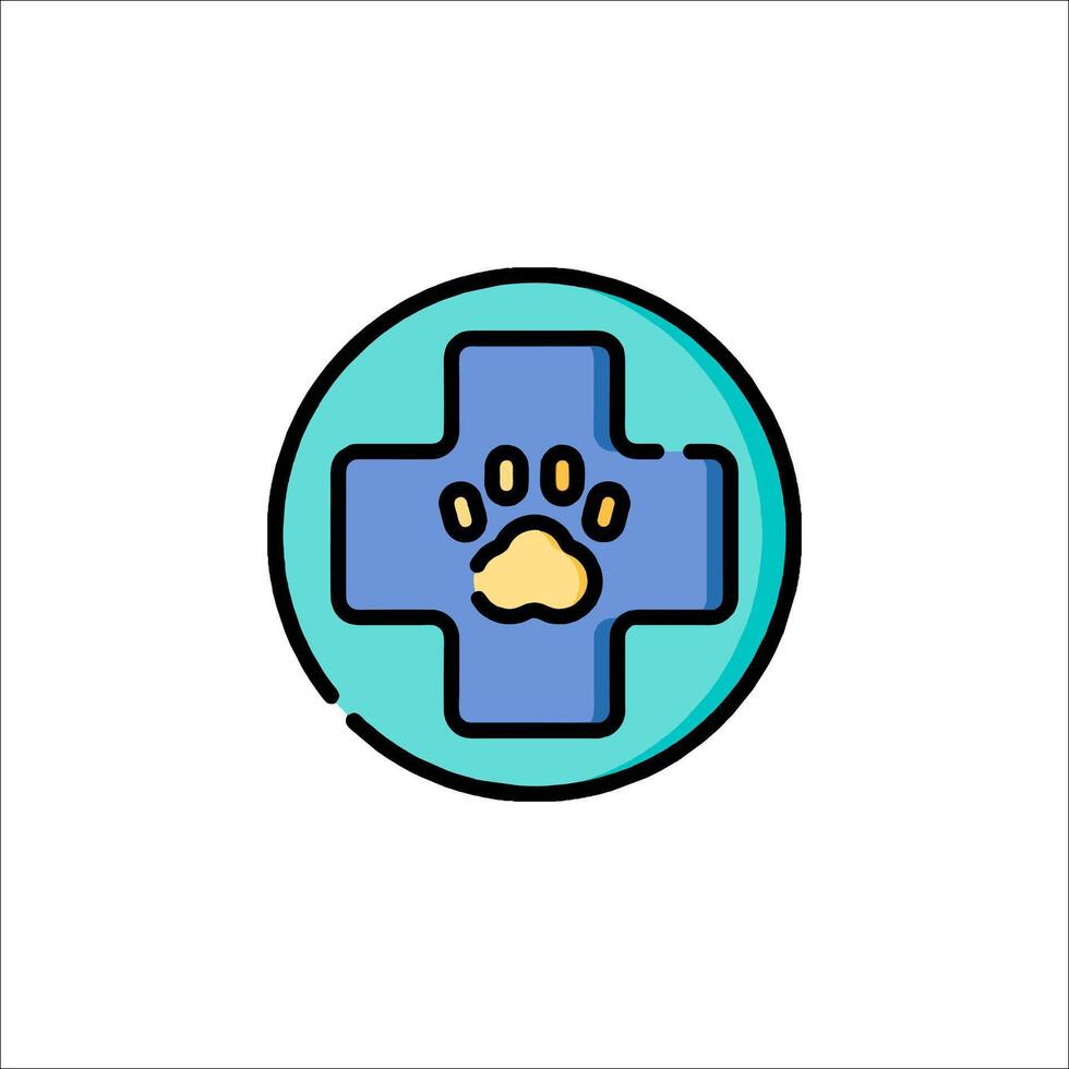 A blue cross with a paw on it vector