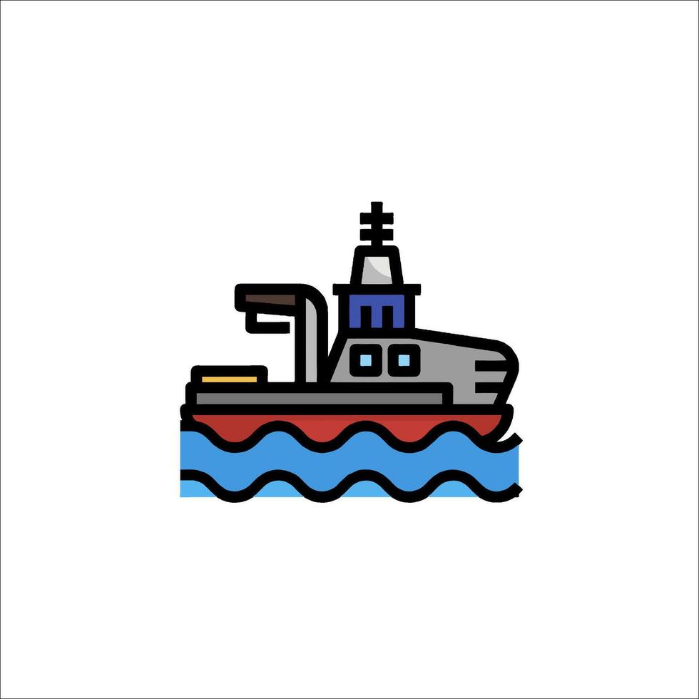 A boat in the water with a red and blue outline vector