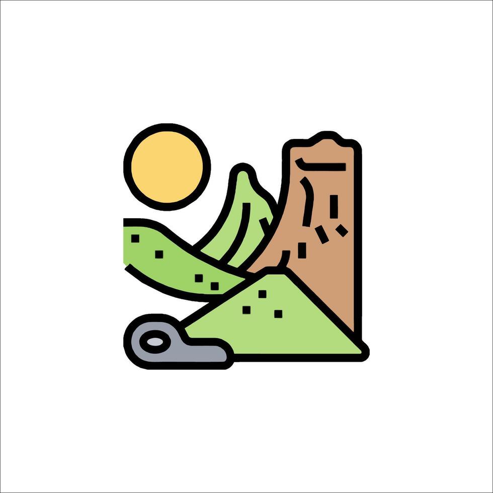 A mountain landscape with a sun and a mountain vector