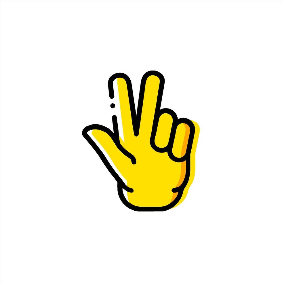 A yellow hand with a peace sign on it vector