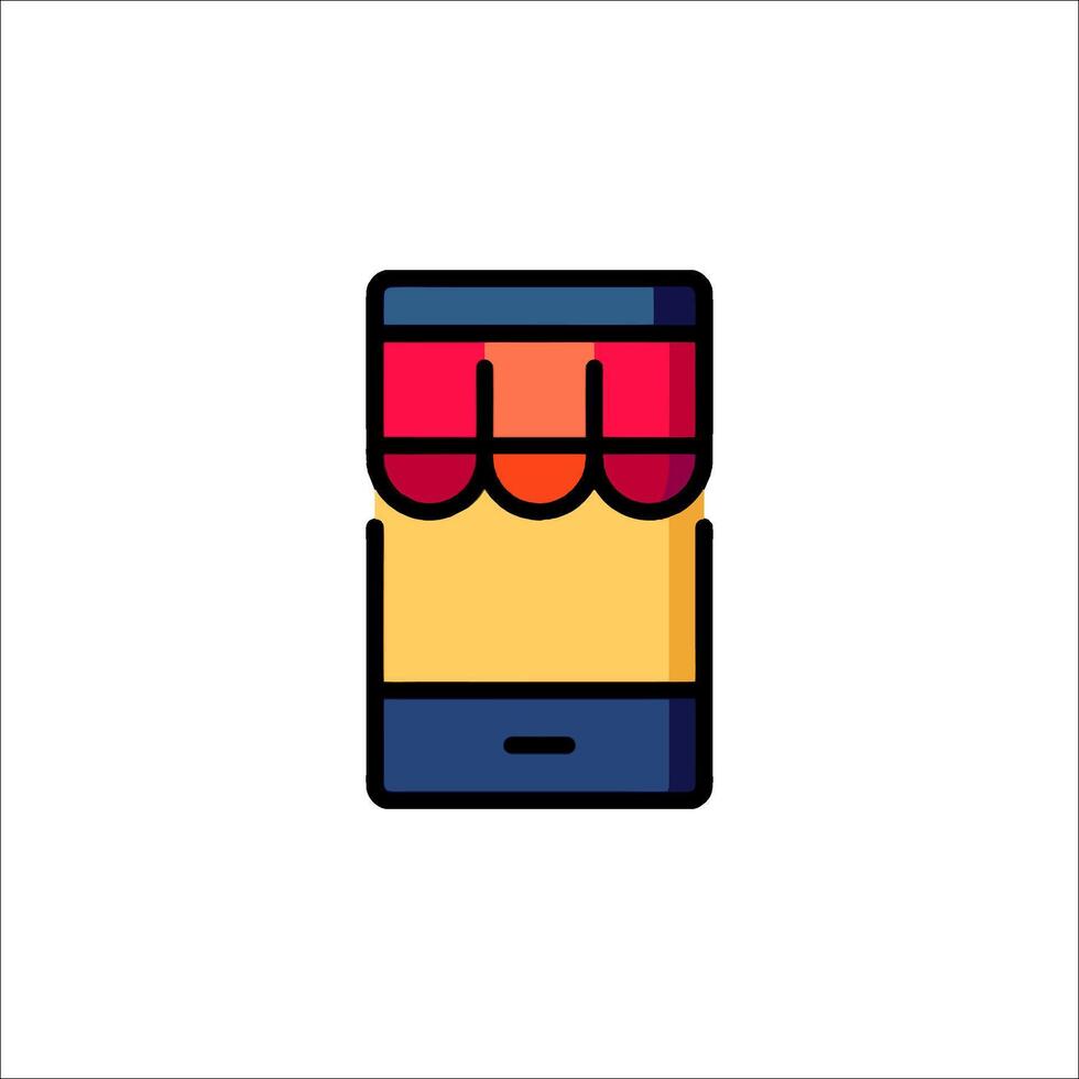 A phone with a red and yellow awning on it vector
